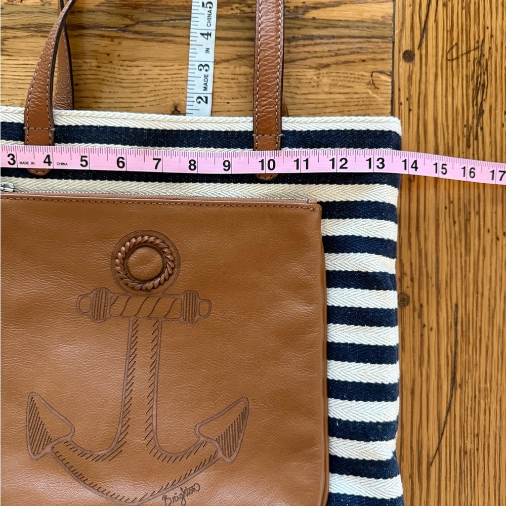 Brighton Sea to Shore Navy and White Striped Tote with Brown Anchor Accent - Picture 11 of 15
